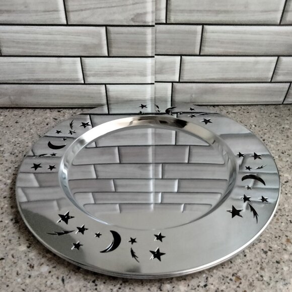 Set of TWO Cosmic Metal Charger Plates / Platters - Picture 1 of 3